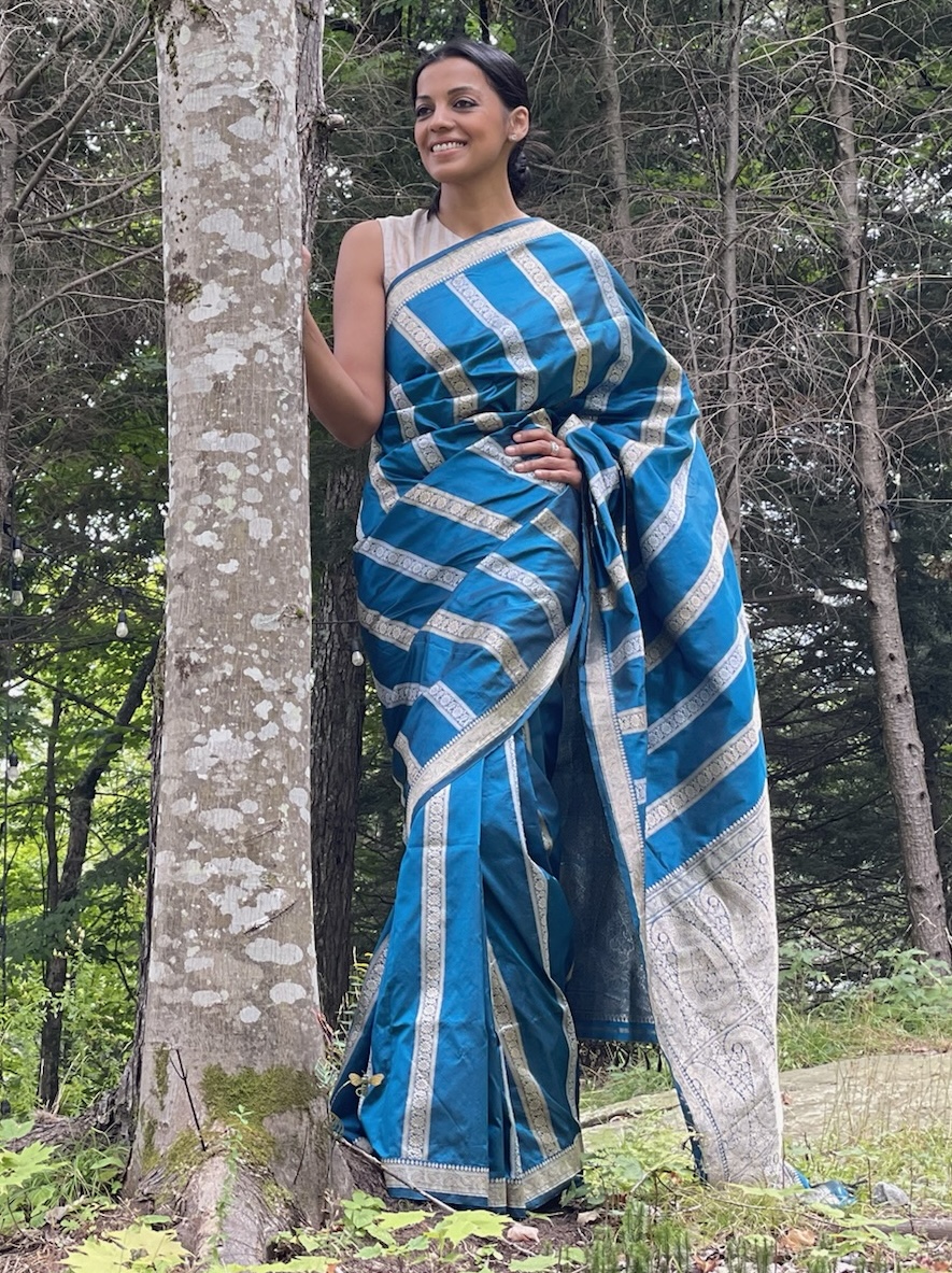 Peacock Strips Banarasi - Image 7