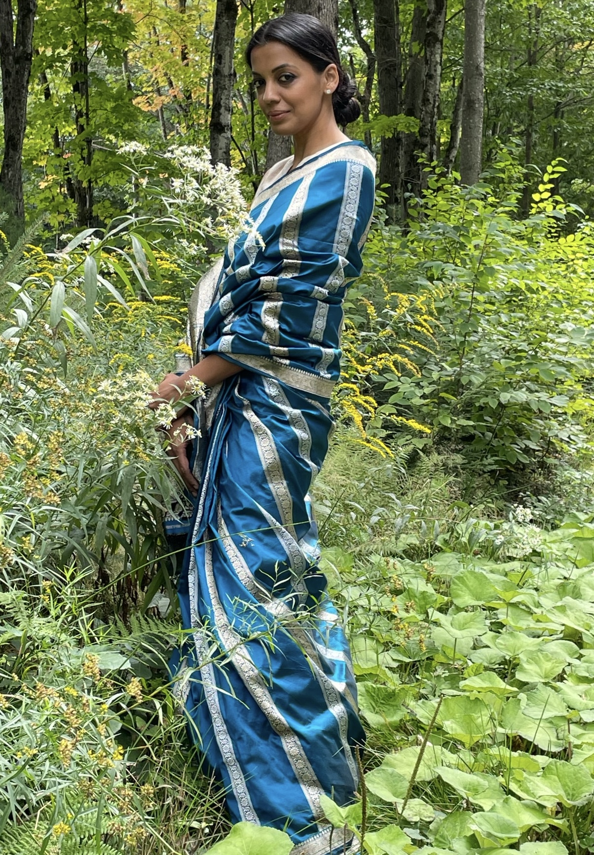 Peacock Strips Banarasi